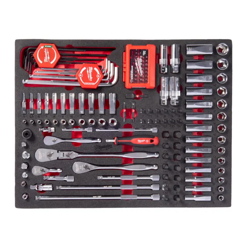 153 ks 1/4+3/8 sada klíčů a nástrčných klíčů, pěnová vložka, MI4932500756